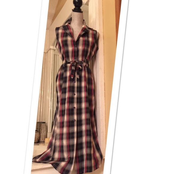 True Vintage Overseas Plaid Floor Length Dress M♥️ - Picture 4 of 8